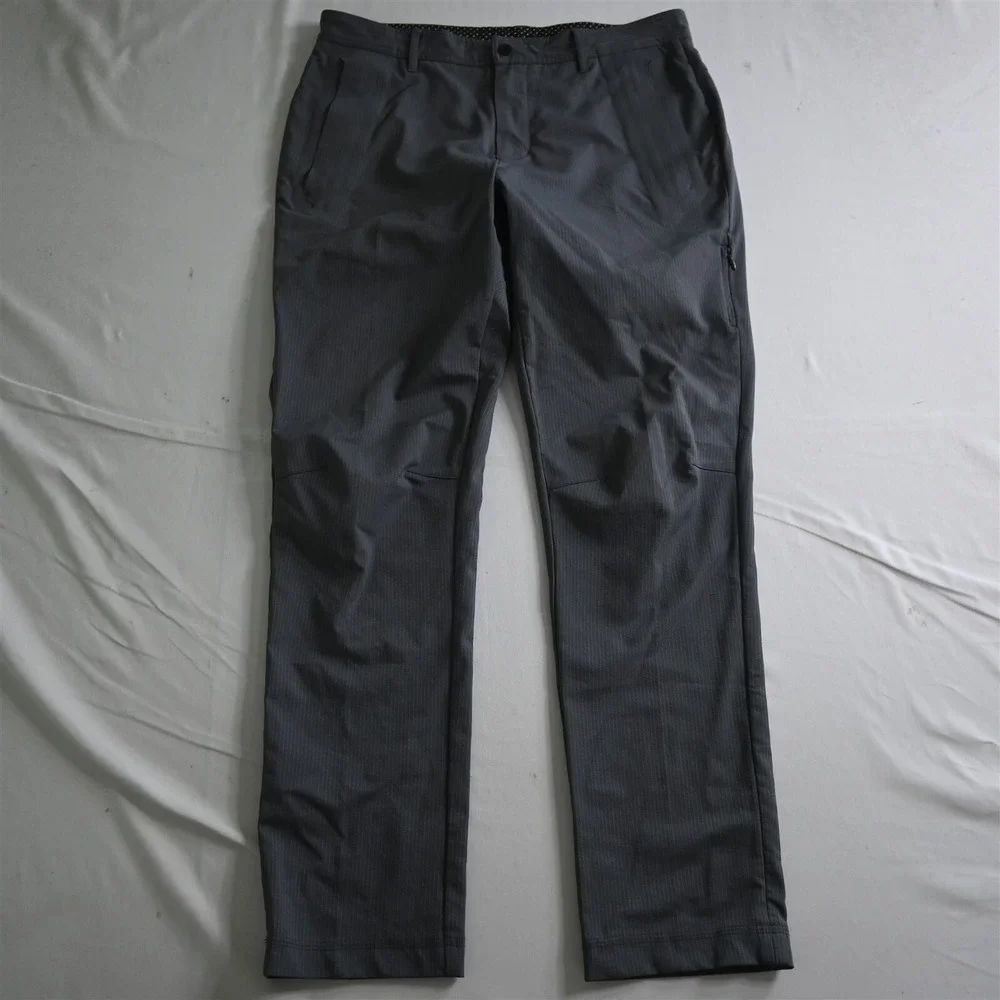 Lululemon 36x32 Gray Stripe‎ Zip Pocket Commuter Mens Pants